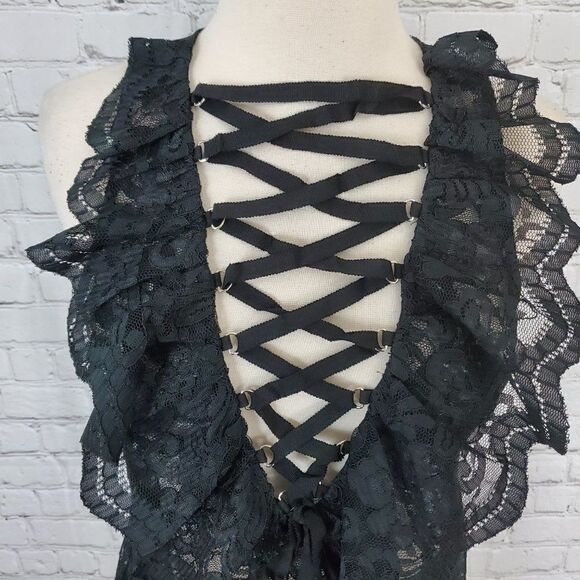 Endless Rose Black Lace top S NEW - Picture 3 of 9